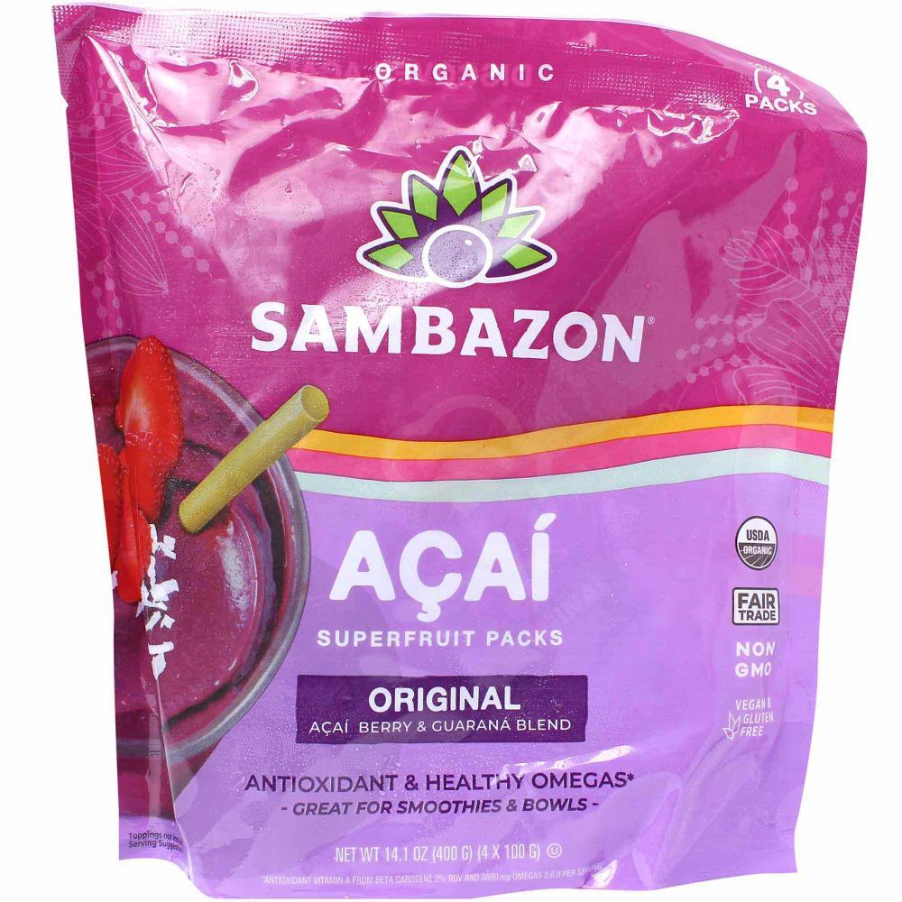 Sambazon Original Acai Berry Smoothie, 4 Pouches, 14.1 Oz | Aisle