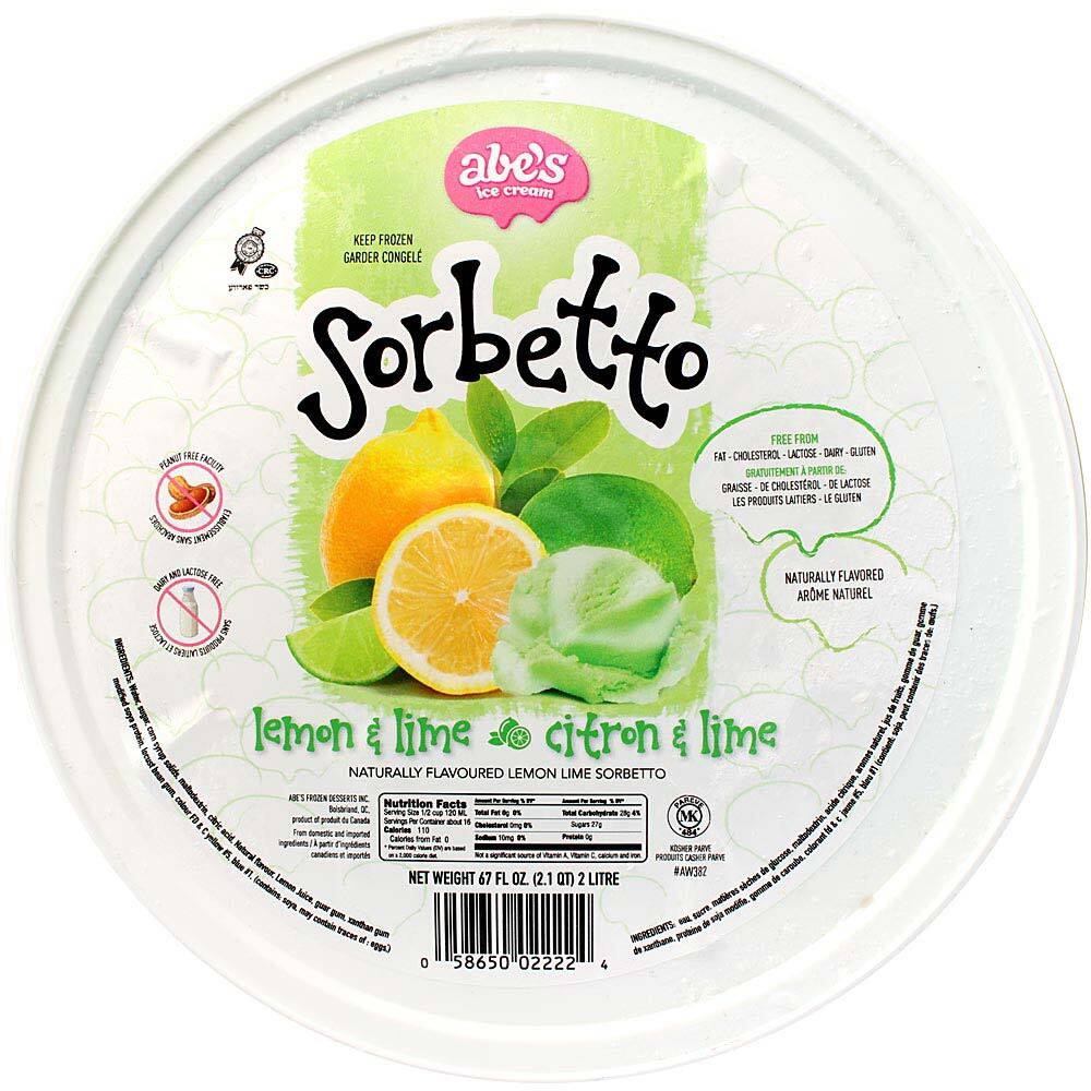 Abe's Ice Cream Lemon & Lime Sorbet, 64 Oz | Aisle 9 Market