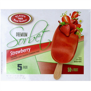 Klein's Real Kosher Strawberry Sorbet Bars, 5 Pk, 13 Oz