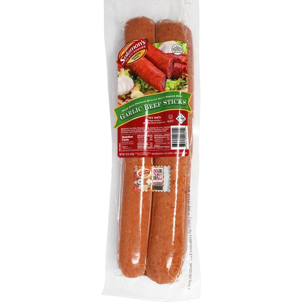Solomon's Garlic Beef Sticks, 16 Oz