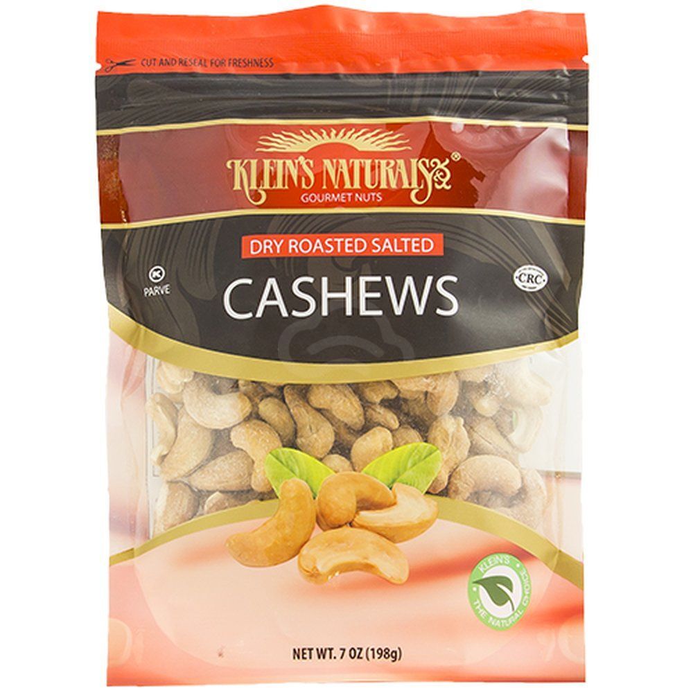 Klein's Naturals Dry Roasted Cashews Salted, 7 Oz