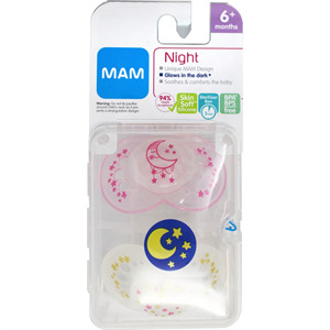 Mam 2- Pacifier Night Glow Dr, 2 Pk
