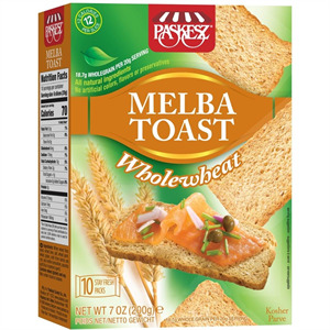 Paskesz Melba Toast Whole Wheat, 7 Oz