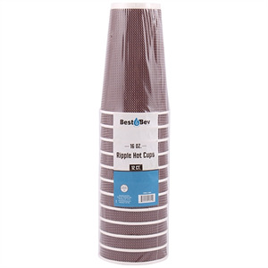Best Bev Ripple Cups Brown 16Oz, 12 Cups