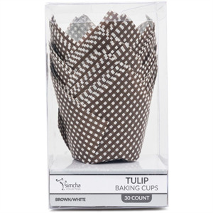 Simcha Collection Tulip B/C Brown White Small, 30 Count