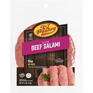 Kj Poultry Sliced Beef Salami, 6 Oz