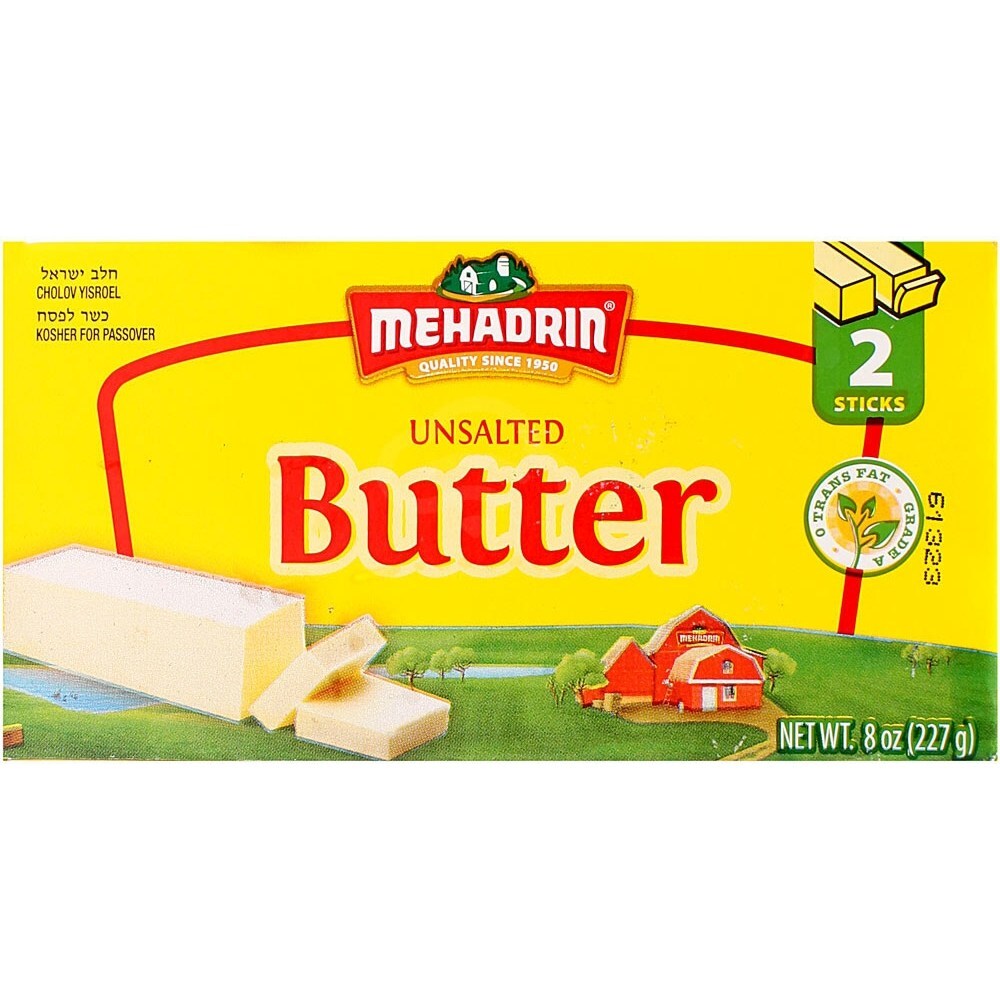 Mehadrin Unsalted Butter 2 Sticks, 8 Oz