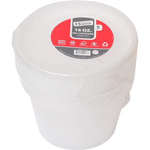 Container W/Lids 16 Oz, 5 Pk