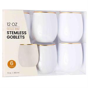 12Oz Stemless Goblets White Go, 6 Ct