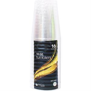 Simcha Collection Clear Plastic Tumblers, 10 Oz., 16 Ct