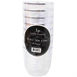 Tea Cups Clear & Silver 12.5Oz, 8 Pk