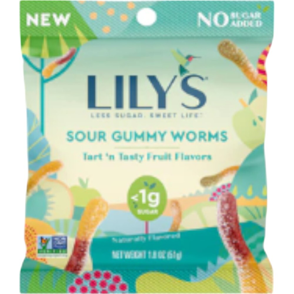 Lily's Sweets Sugar Free Fruity Gummy Worms, 1.8 Oz