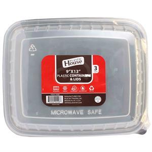 Plastic House 9X13 Plastic Container & Lids, 3 Pk