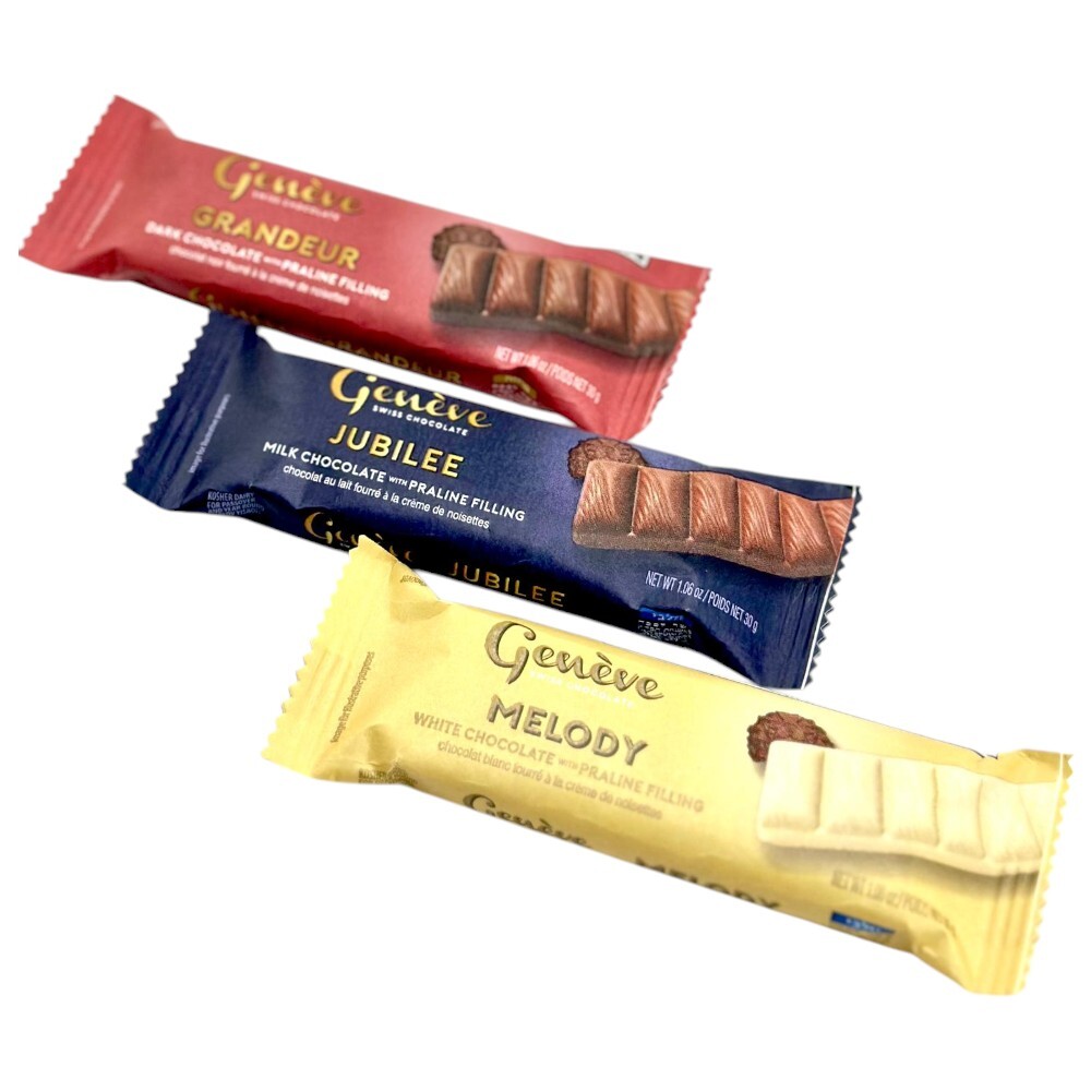 Geneve Swiss Kosher Chocolate Bars – 12-Pack Assortment, Badatz Israel Kosher, Pantry Staple, Sweet Treat