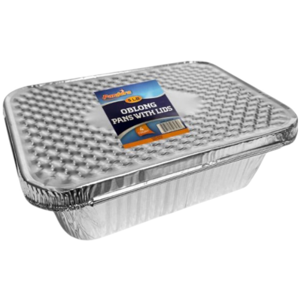 Pan..　5本 Pandora 5 Lb Oblong Aluminum Pan 5x7 with Lids, 4 Pk | Aisle 9 Market